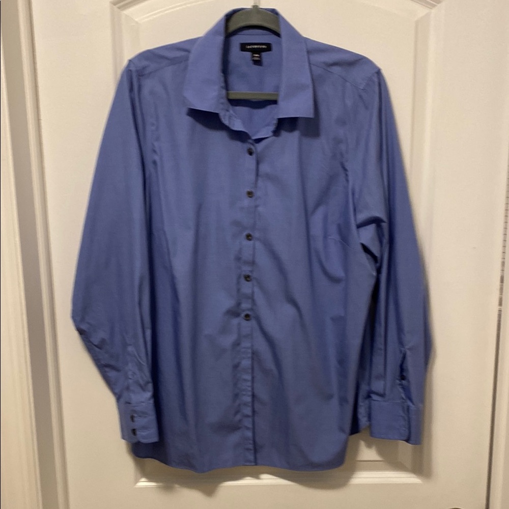 Lands End Classic Blue Button-Up Shirt 18W